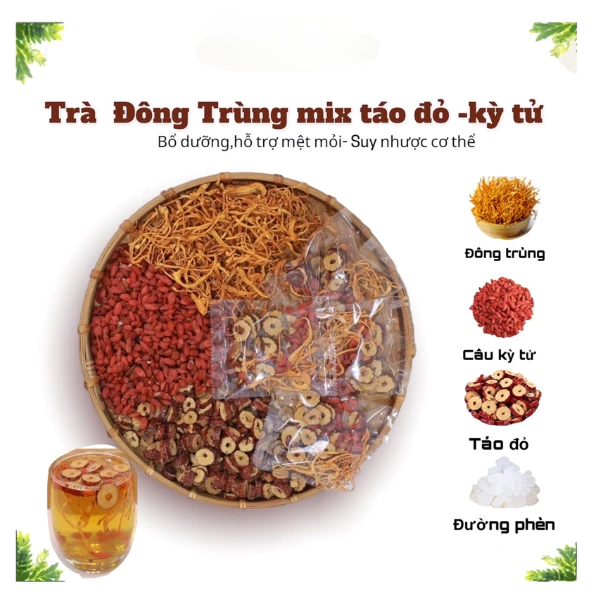 Trà Đông Trùng Mix Táo Đỏ Kỷ Tử