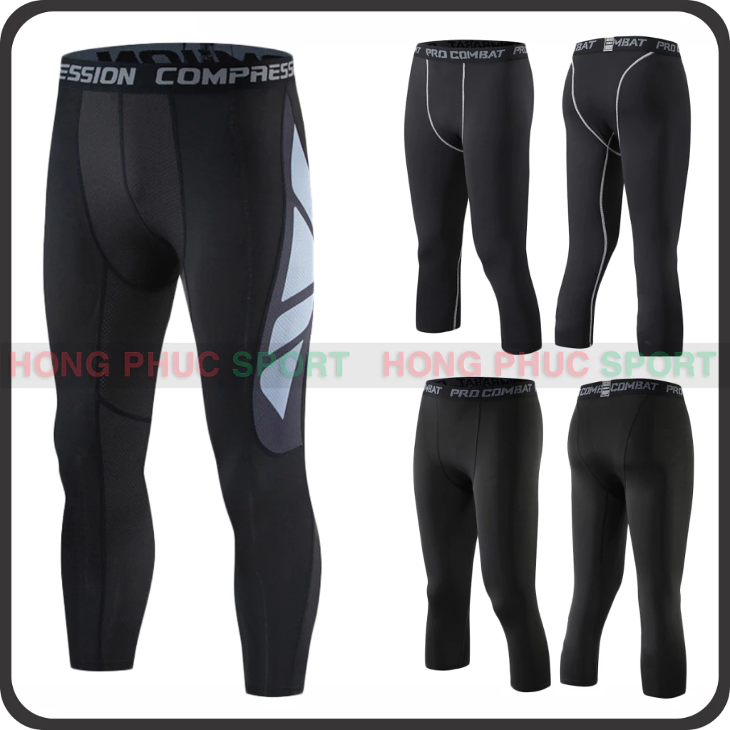 QUẦN GIỮ NHIỆT COMBAT PRO LEGGING NAM DÁNG LỬNG MÀU ĐEN