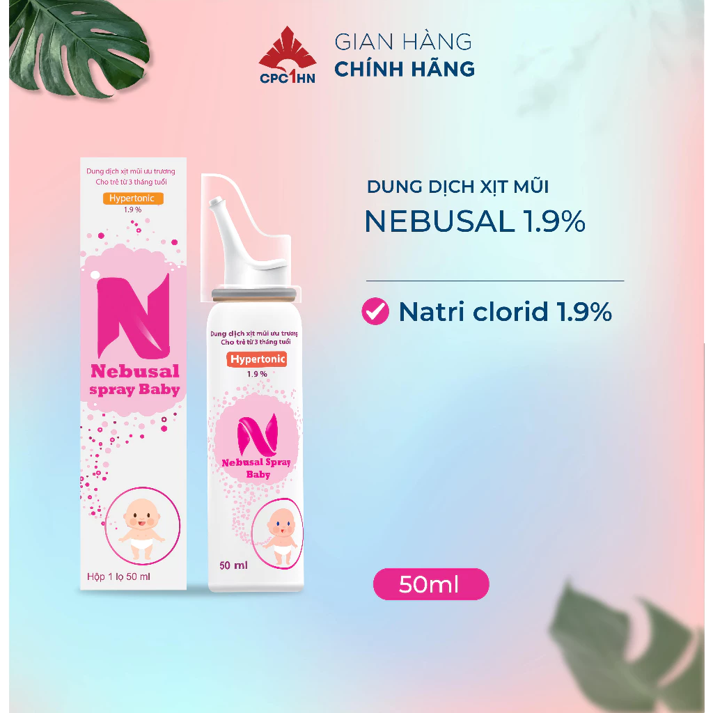 Chai xịt mũi cho bé 3 tháng tuổi NEBUSAL SPRAY BABY 1,9% CPC1HN 50ml