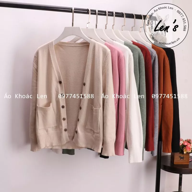 Áo Khoác Len Cardigan Khoác Nhẹ Len Mịn Nút Gỗ