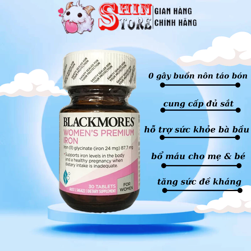 Viên Uống Bổ Sung Sắt Hữu Cho Bà Bầu Pregnancy Iron Blackmores Úc 30 Viên