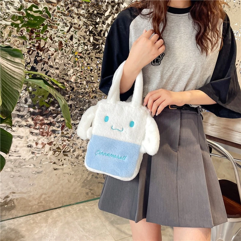 Túi xách tay Sanrio Phối màu vải nhung phong cách hoạt hình dễ thương