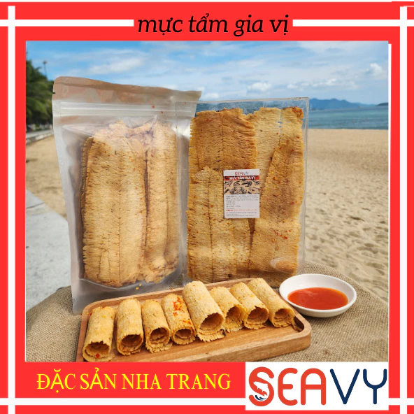 Mực Tẩm Gia Vị Nha Trang 200g Size Trung Dài 20-25 cm đặc sản địa phương ăn là ghiền