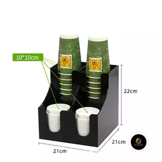 Kệ đựng ly nhựa, Kệ đựng ly cốc 4 ngăn trà sữa, trà đào, cốc cafe chất liệu mica