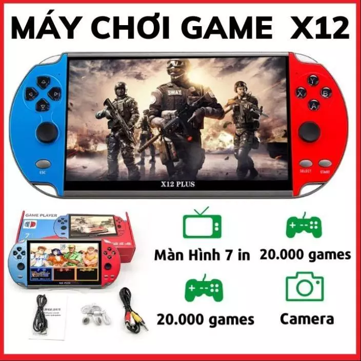 Máy chơi game X12 Plus - Có sẵn 20000 game - Màn hình 7 Inch - Nghe nhạc - Đọc Sách - Xem Phim