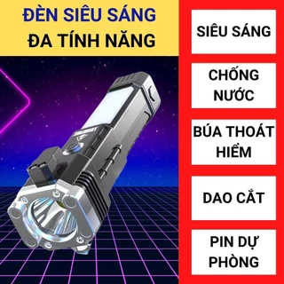 Đèn pin siêu sáng - Búa đèn pin Led 4 Trong 1 đa chức năng búa thoát hiểm khẩn cấp, chống nước siêu bền