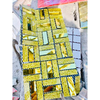 Miếng dán tường mosaic thanh dài màu vàng