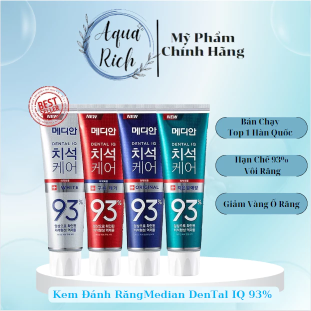 Kem Đánh Răng Hàn Quốc Median Dental IQ 93% [Trắng - Đỏ - Xanh]