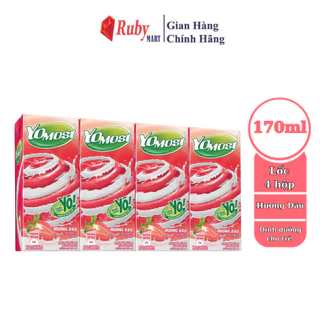 [ Date T5/24] Lốc 4 Hộp Sữa Chua Lên Men Tự Nhiên Yomost Vị Dâu (170ml/Hộp)