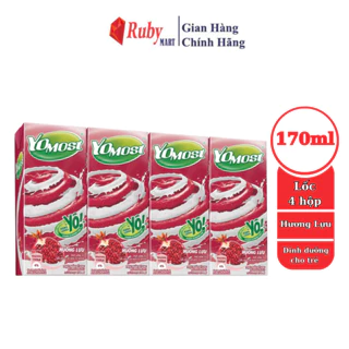 Lốc 4 Hộp Sữa Chua Lên Men Tự Nhiên Yomost Hương Lựu (170ml/Hộp)