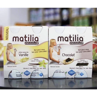 Sữa bầu Matilia Grossesse vị vani, chocolate,bích quy, dâu của pháp lốc 4 chai x 200ml