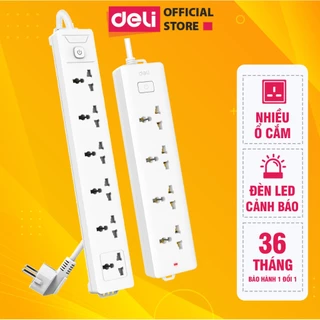 Ổ Điện Đa Năng DELI Tích Hợp 4 Ổ Cắm Đầu 3 Chân An Toàn, Tiện Lợi, Chịu Nhiệt Tốt Công Suất 2500W