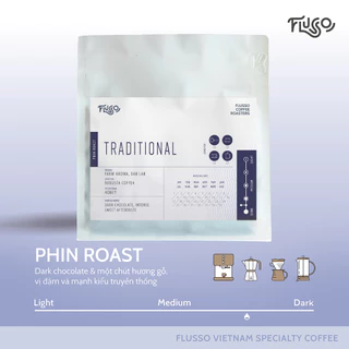 Cà Phê Pha Phin Robusta Traditional Flusso Coffee - Cà Phê Hạt Rang Xay Nguyên Chất Gu Truyền Thống