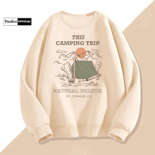 Áo Sweater Camping Trip Nam Nữ By PEABOO Unisex Chất Nỉ Lót Bông Form Rộng