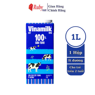 Sữa tươi tiệt trùng Vinamilk 100% ít đường - Hộp 1L