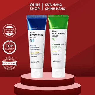 Kem Dưỡng Cấp Ẩm, Làm Dịu, Giảm Kích Ứng Cho Da Nhạy Cảm Wellage Real Cica Calming Cream 95, Hyaluronic Cream 100