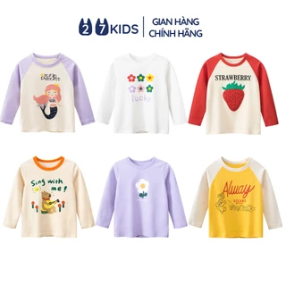 Áo thun dài tay bé gái 27Kids 27Home áo thu đông nữ 100% Cotton cho trẻ từ 2-10 tuổi GLTS1