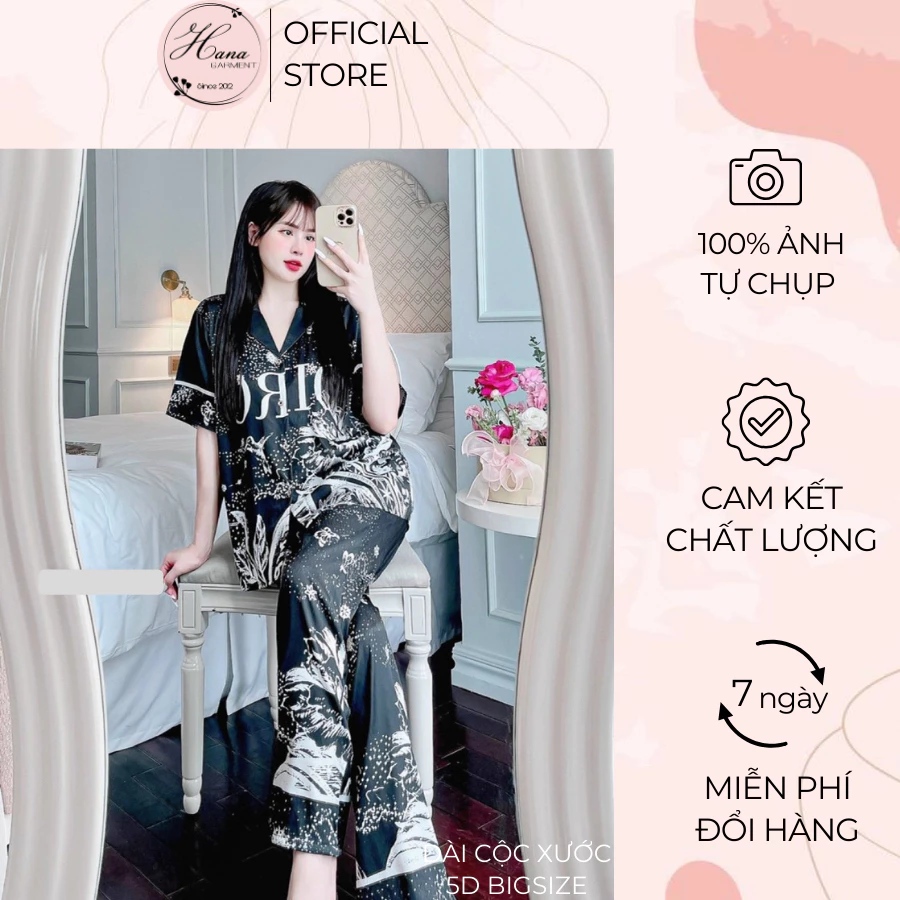 Pijama bigsize tay ngắn quần dài xước 5D