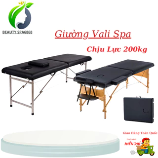 [Free Ship] Giường Vali Chân Inox Giường Vali Chân Gỗ | Gấp Gọn Chắc Chắn Chịu Lực 200kg Dùng Trong Phun Xăm Thẩm mỹ