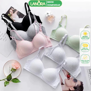 Áo Lót Nữ LANORA, áo ngực nữ sinh cotton cao cấp không gọng mỏng nâng ngực LAN049