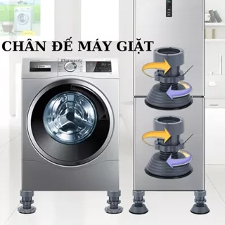 Bộ 4 chân chống rung cho máy giặt, tủ lạnh - tăng giảm chiều cao, đế cao su chống rung, chống trượt tối ưu