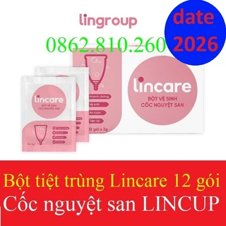 Hộp 12 gói Bột tiệt trùng Cốc nguyệt san Lincare vệ sinh làm trắng sáng tiện lợi, an toàn, nhanh chóng, gọn nhẹ