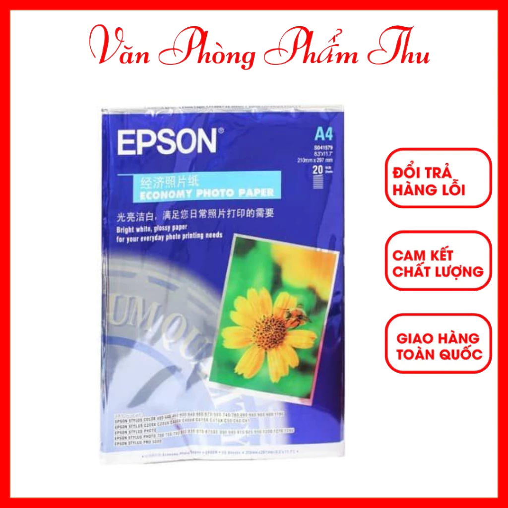 Giấy In Ảnh Epson Bông Cúc A4 Một Và Hai Mặt 230Gsm 20 Tờ – 100 Tờ Giấy Thuốc Epson A4 130 - Văn Phòng Phẩm Thu