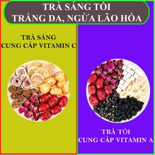 Combo trà sáng Vitamin C tối Vitamin A giúp trắng da, chống lão hóa, tăng đề kháng, tốt cho mắt