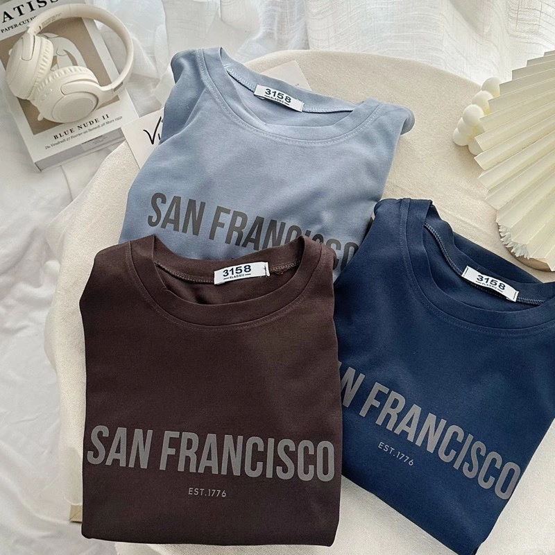 áo thun phông nữ nam form rộng unisex chất liệu cotton khô KONOVA in chữ SAN FRANCISCO