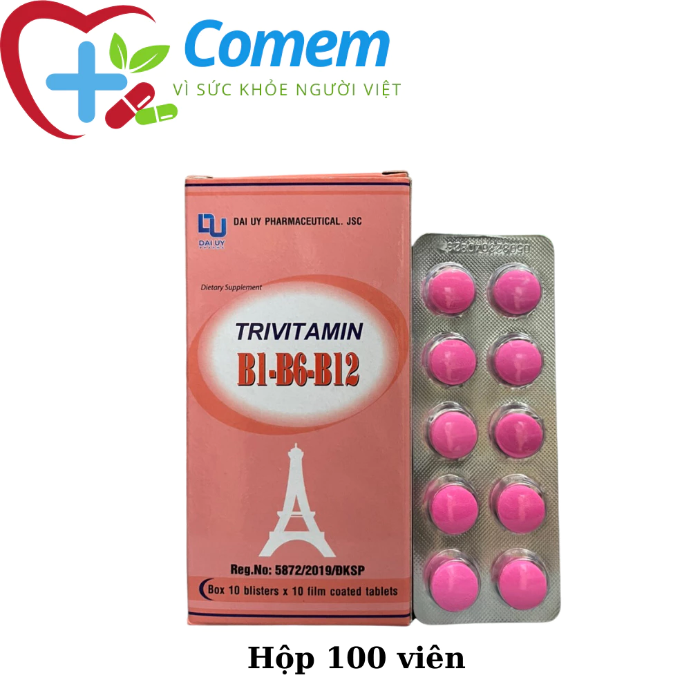 Trivitamin 3B B1- B6 - B12 hộp 100 viên nén - Bổ sung vitamin B1- B6 - B12