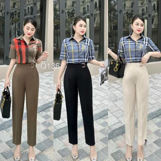 Quần baggy nữ công sở cao cấp đai kép lệch tôn dáng-MNS-Mã 238A