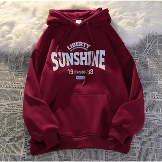 Áo hoodie nữ nam khoác nỉ KONOVA form rộng tay bồng in chữ SUNSHINE