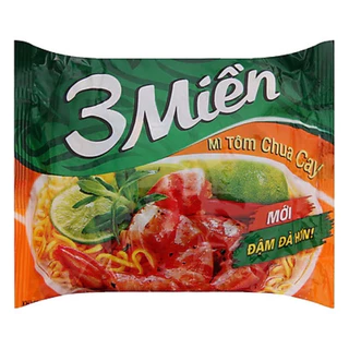 Combo 15 gói mì 3 Miền tôm chua cay và chay lá đa gói 65g