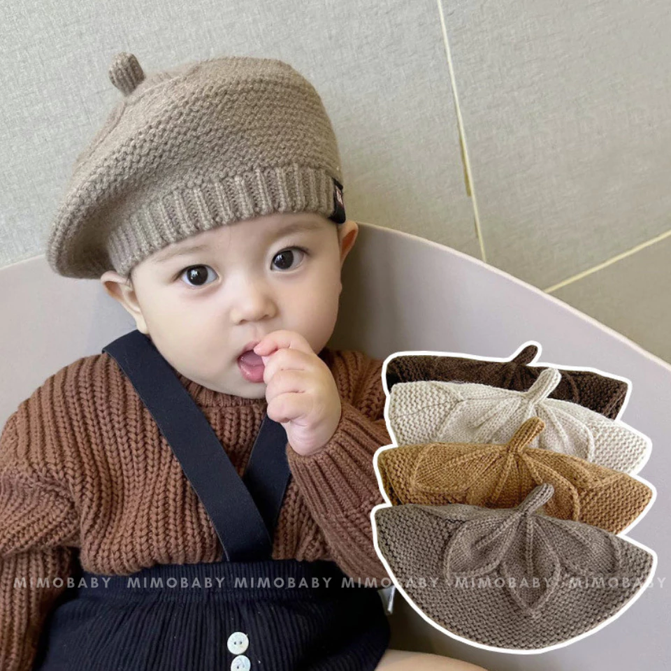 Mũ nồi len đan hoạ tiết cánh hoa phong cách Hàn Quốc cho bé MN271 Mimo Baby