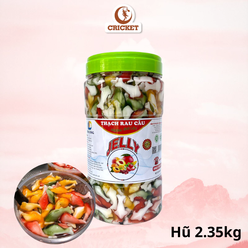 Thạch Rau Câu Con Cá Heo 4 Màu Đại Long - Hũ 2.35kg Hương Trái Cây, làm topping trà sữa, trà trái cây.