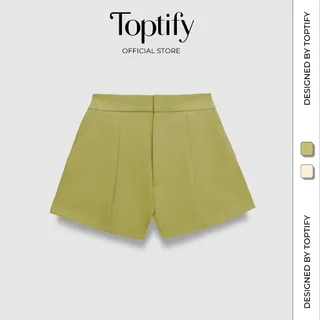 Quần short nữ vải carolan TOPTIFY kiểu ống loe phong cách Harlow Short TQV15