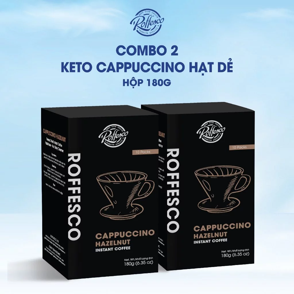 Combo 2 Hộp Cà Phê Cappuccino Hạt Dẻ ROFFESCO Sấy Lạnh Hương Thơm Quyến Rũ Dành Cho Người Ăn Kiêng