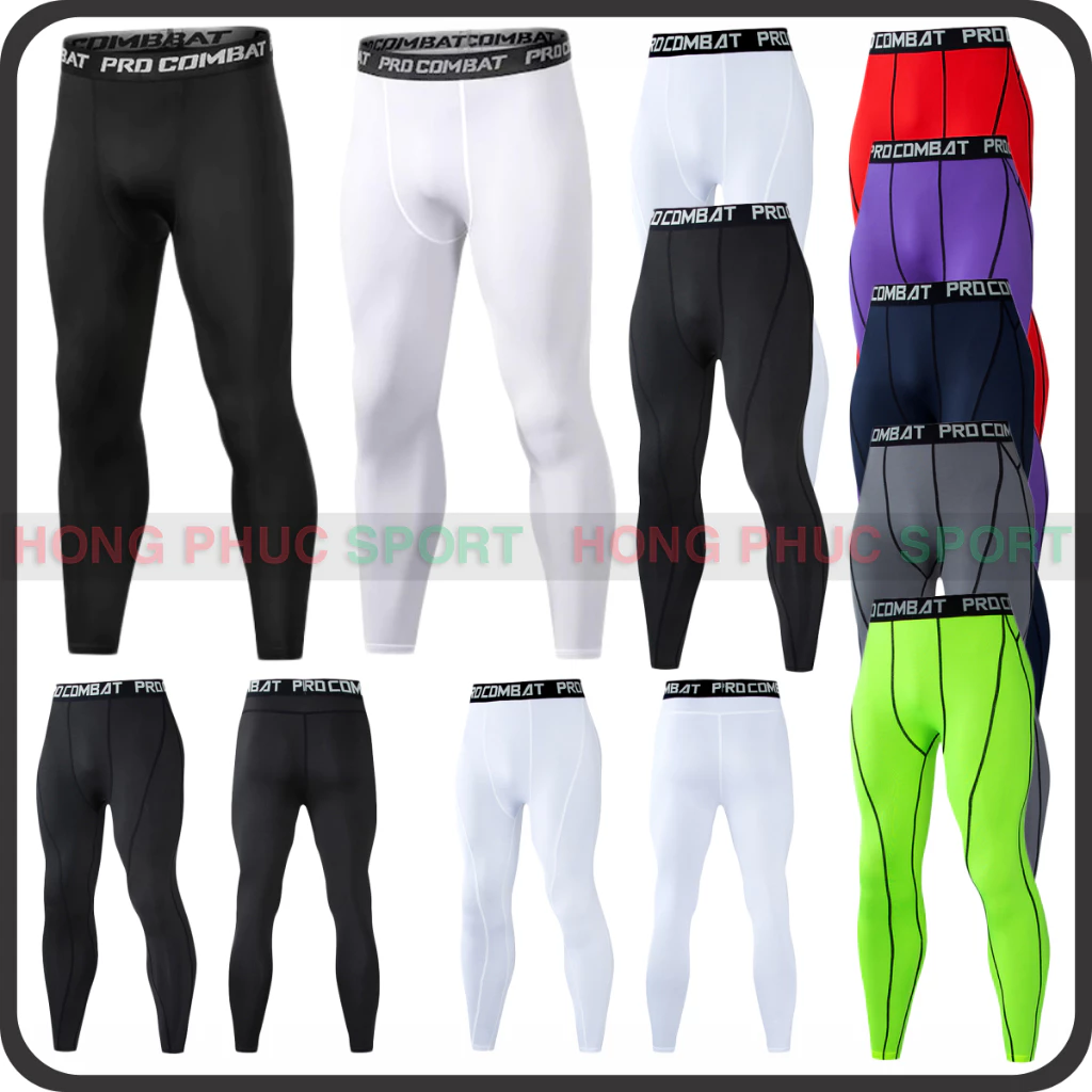 QUẦN GIỮ NHIỆT COMBAT PRO LEGGING TẬP GYM NAM DÁNG DÀI MÀU ĐEN