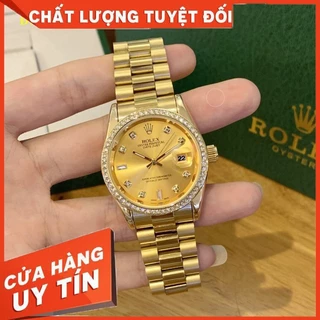 Đồng hồ Rolex Nam - Viền đá daimond cao cấp, dây kim loại đúc nguyên khối không bay màu, thời trang quý phái, sang trọng