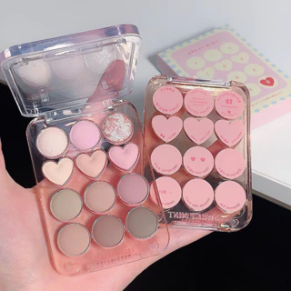 Bảng Phấn Mắt 12 Ô Trái Tim Soft Eye Shadow SWEET MINT Màu Lấp Lánh không thấm nước và bền màu Hot Douyin Tiktok