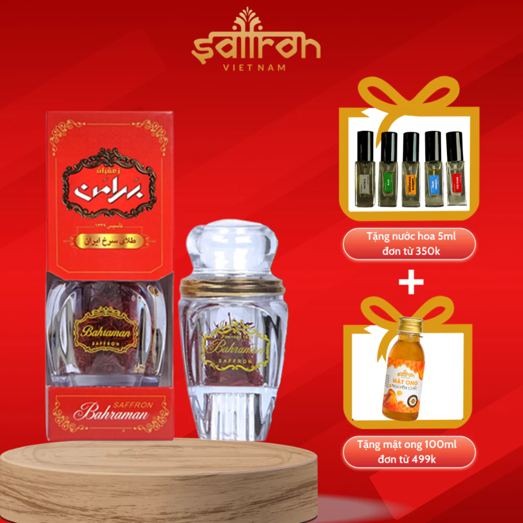 1.0 Gr Saffron Việt Nam Bahraman GEM Super Negin |Nhụy hoa nghệ tây chính hãng Iran Saffron VietNam