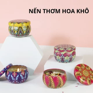 Nến thơm hoa khô thiên nhiên khử mùi thư giãn, trang trí nhà cửa.