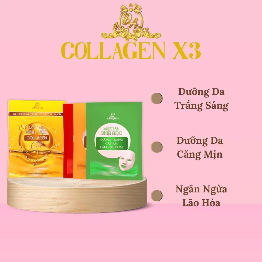 Mặt Nạ Sinh Học Collagen X3 Mỹ Phẩm Đông Anh Chính Hãng – Mặt Nạ Dưỡng Trắng Da Cấp Ẩm Chống Lão Hoá Hộp 5 Miếng