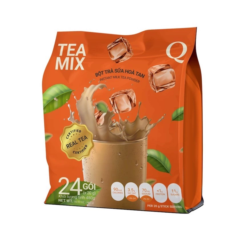 Bột trà sữa hòa tan tea mix trần quang 24 ống