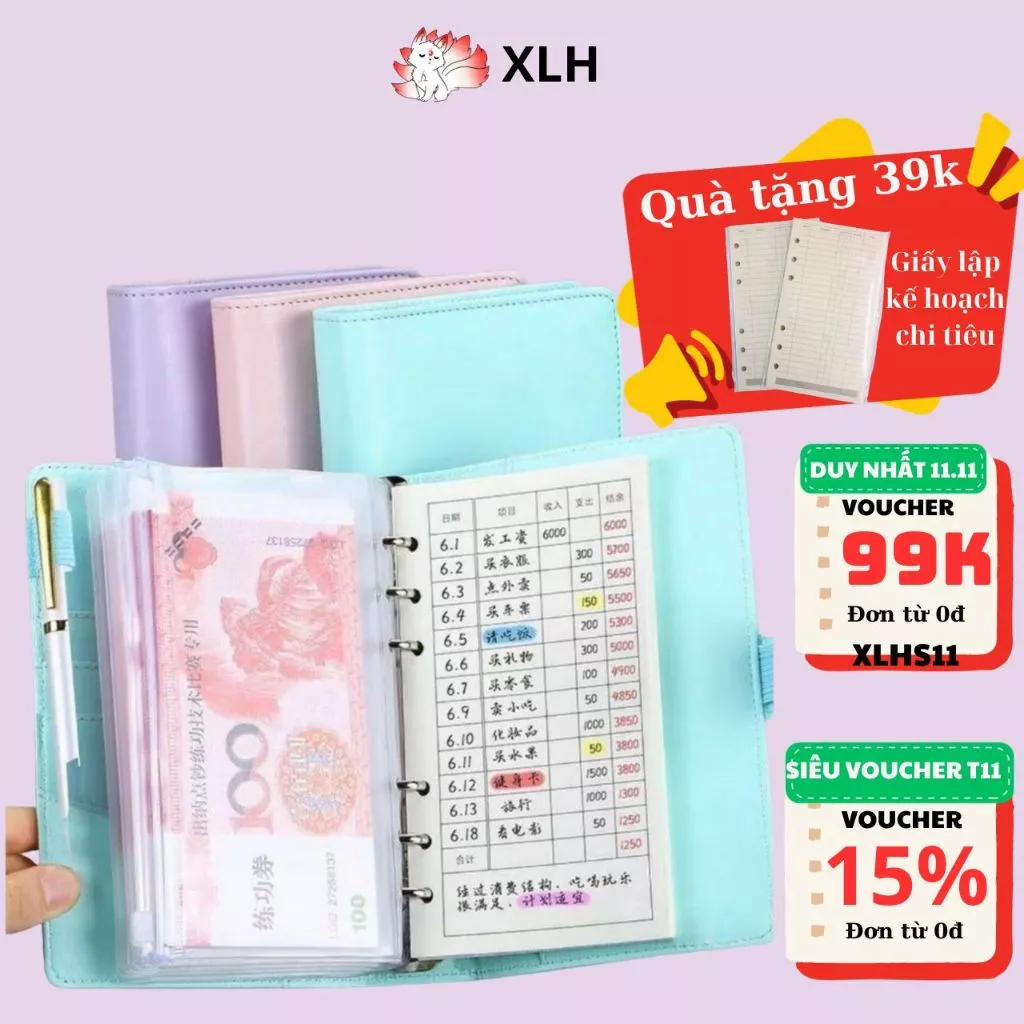 [Có giấy + túi zip] Sổ tay tiết kiệm, thiết lập tài chính cá nhân hiệu quả khổ A6