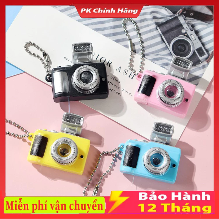 Móc khóa máy chụp ảnh mini cute CÓ ĐÈN chớp móc chìa khóa dây phụ kiện chuyền túi xách balo oto hottrend 2023