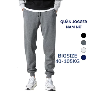 Quần Jogger Nam Nữ Bigsize trơn vải nỉ vnxk đều mặc được 40kg - 105Kg