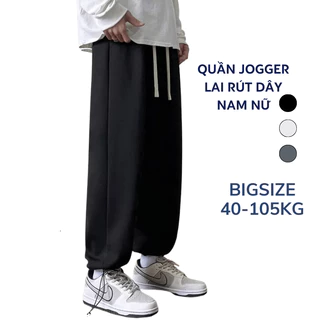 Quần jogger ống rộng lai thun 40kg - 100kg cạp chun DÂY RÚT gấu unisex nam nữ thu đông