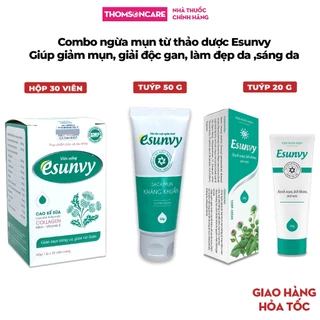 Combo ngừa mụn sáng da từ thảo dược Esunvy- Giúp làm giảm các loại mụn, nám da , giải độc gan, làm sạch da mặt