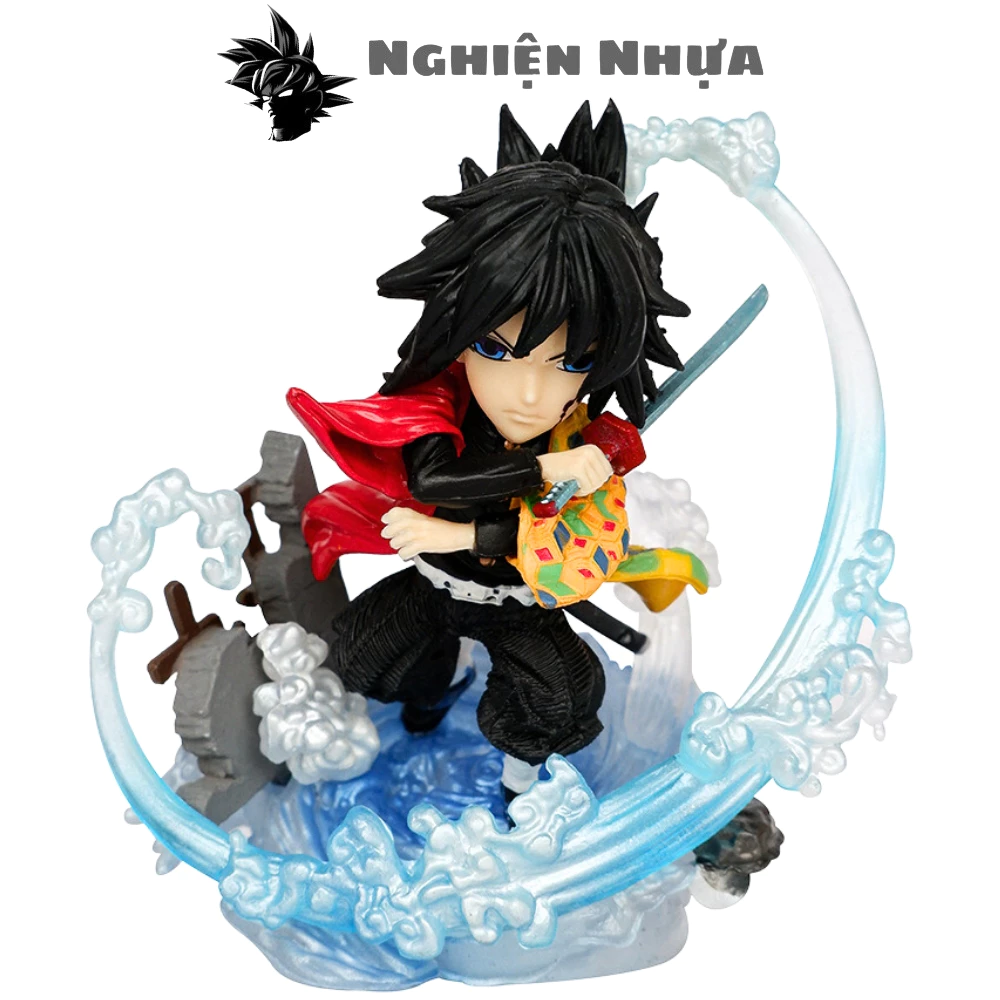 Mô Hình Kimetsu No Yaiba Thủy trụ Tomioka Giyuu chibi chiến đấu - Cao 10cm - nặng 145gram - Figure Thanh gươm diệt quỷ